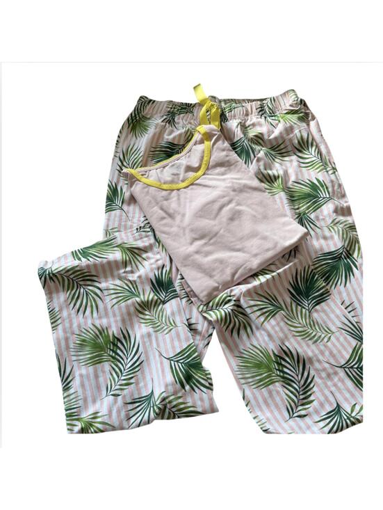 Lands' End Other - LANDS' END Pajama Set Wm SZ S(6/8) Pink/Green PinstripeTropical Pants/Pink Shirt